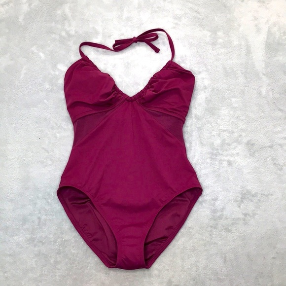 Bleu Rod Beattie Don't Mesh With Me Tie Halter One Piece Pomagranite   New - Picture 1 of 7